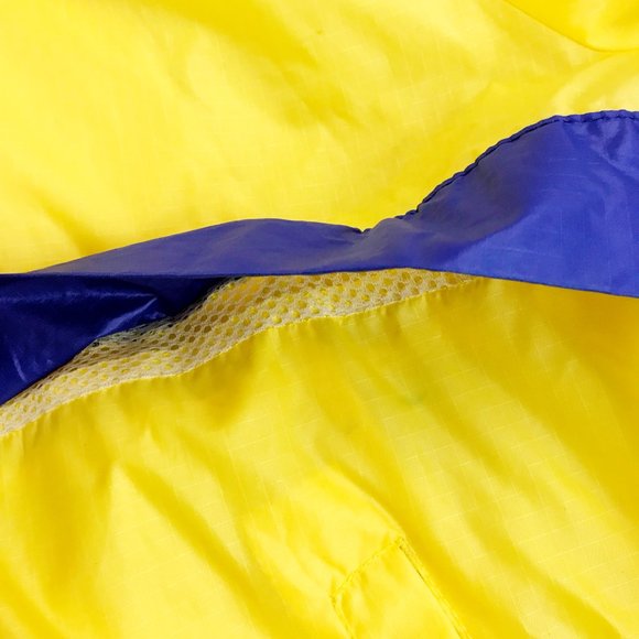 FIELD & STREAM Sailing Nautical Windbreaker Large VTG 80s 90s Hood Yellow Blue - Picture 7 of 11